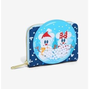 Loungefly Disney Mickey & Minnie Mouse Snowman Snow Globe Small Wallet